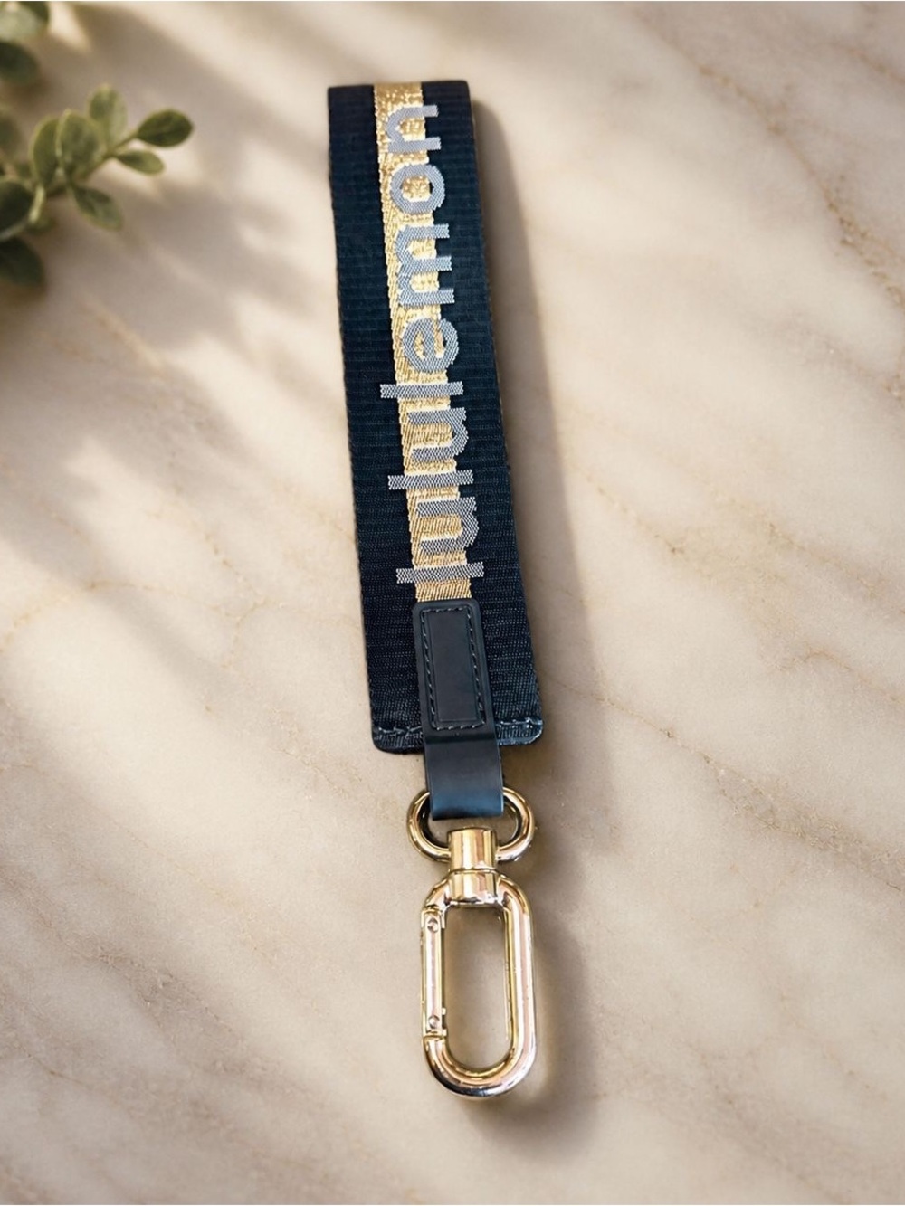 Lululemon Webbing Key Strap with Gold Hardware